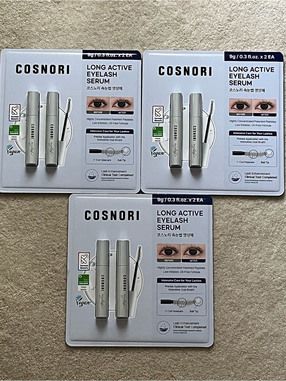 COSNORI Long Active Eyelash Serum - Silver Duo (3 packages)